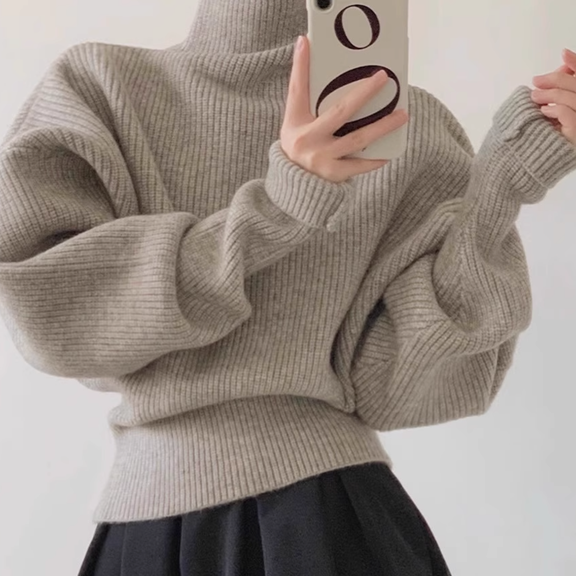 Women's Loose Casual Long Sleeve Knitted Sweater Soft Cashmere Wool Slimming Waist Comfortable Top